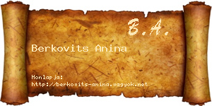 Berkovits Anina névjegykártya